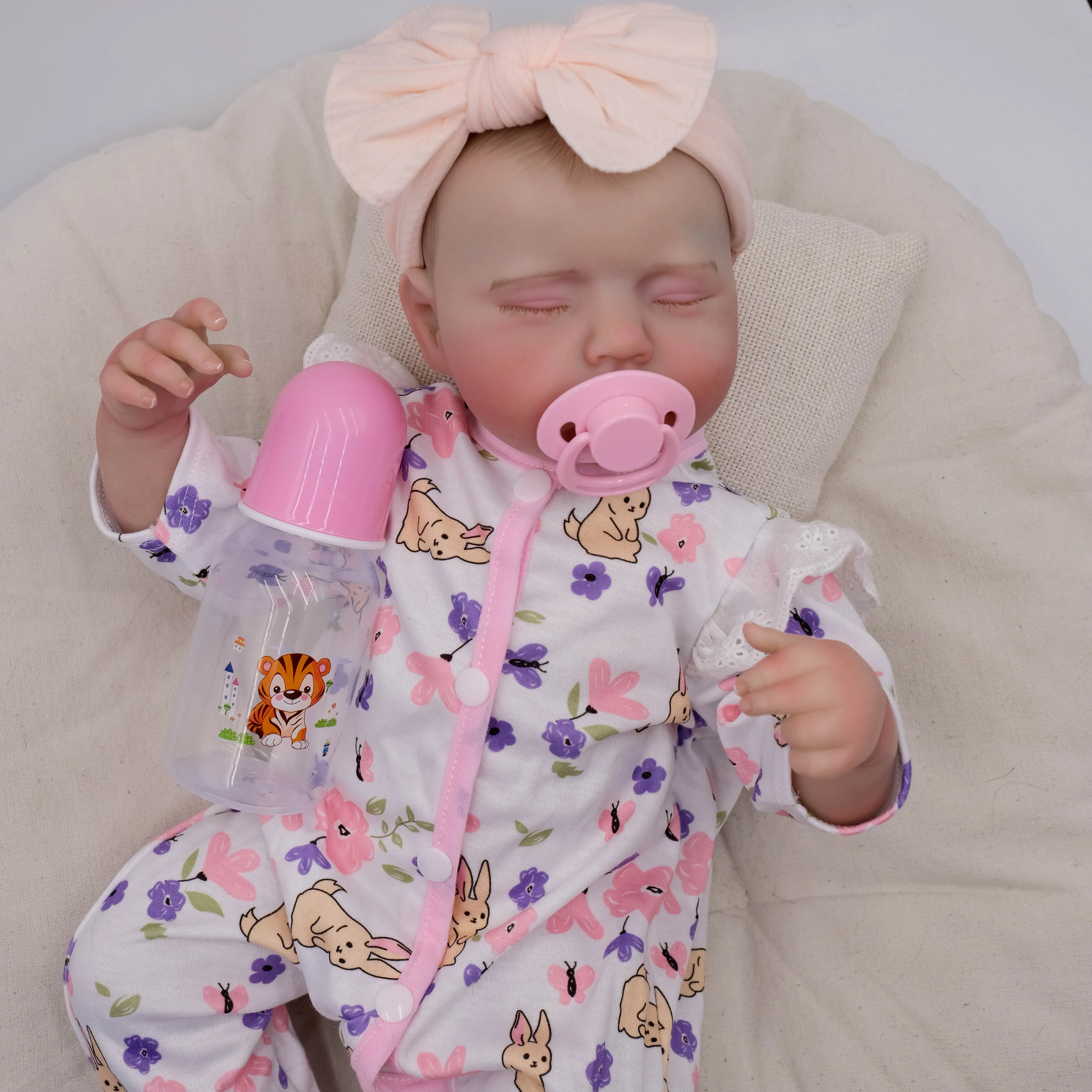 Sleeping Reborn Baby Dolls 19 Inch Soft Cloth Body Realistic Baby Doll Girl Lovely Painted Hair Girl Doll Handmade Real Life Baby Dolls with Feeding Accessories for Kids Ages 3+ baby alive christmas year birthday present toys collector gift