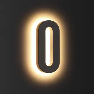 12V DC Low  Led House Numbers Address Numbers 8 Inches, Modern Lighted House Numbers glow at night,   Resistant, Easy to Install (number 0 No Powers)