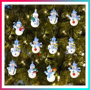 16 Mini Snowman Christmas Traditional Christmas Tree Decorations Winter Bulk Statues Family Dolls Pendant Accessories Gifts Festival