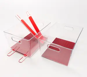 Cella Set of 2 Clear Sliding Cabinet Bins w/ Silicone Liners