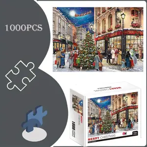 Christmas Puzzle Gift Box, Adult 1000 Piece Christmas Jigsaw Puzzle, Family Entertainment Game for Ages 14+