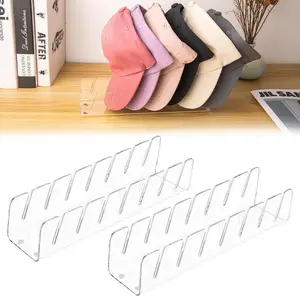 Hat Stand for Baseball Caps Display and Organizer - 2 Pcs, 2024 New No Install Acrylic Hat Holder for 14 Baseball Caps for Bedroom,Dresser,Closet Rack
