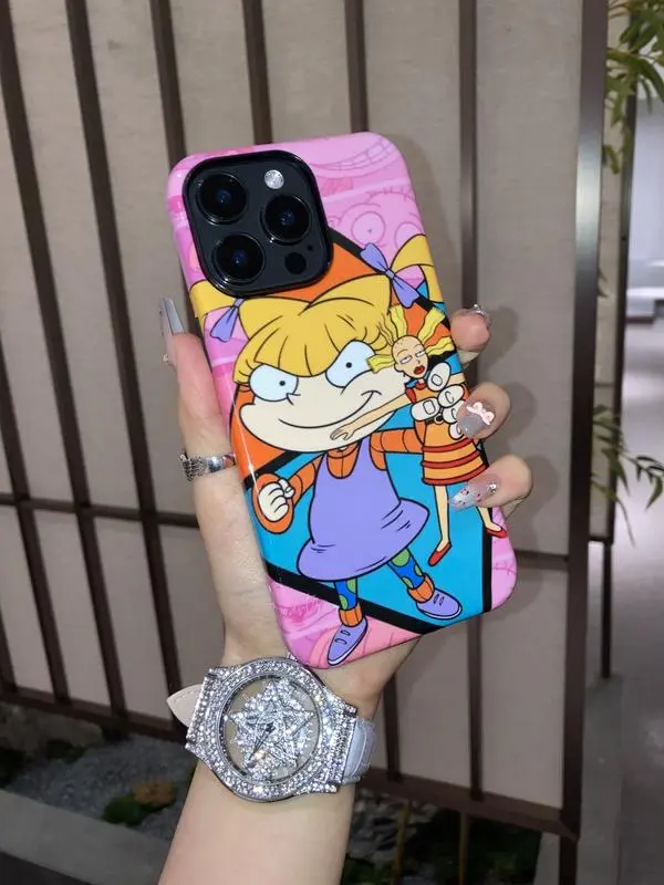 Rugrats Custom Blade Glass Smartphone Case for iPhone 11-16, Polycarbonate & Rubber TPU Protective Cover, High-Hardness Shockproof Scratch-Resistant Accessory for Cartoon Fans with Iconic Characters, Accessories, Resistance