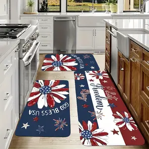 2/3pcs Washable & Foldable Kitchen Mat Set, Flannel Material - Soft & Comfortable, Porch, Kitchen, Laundry Room, Bedroom Bedside Mat, Living Room, Multi-Zone Use, Non-Slip Home Decoration Room Decoration