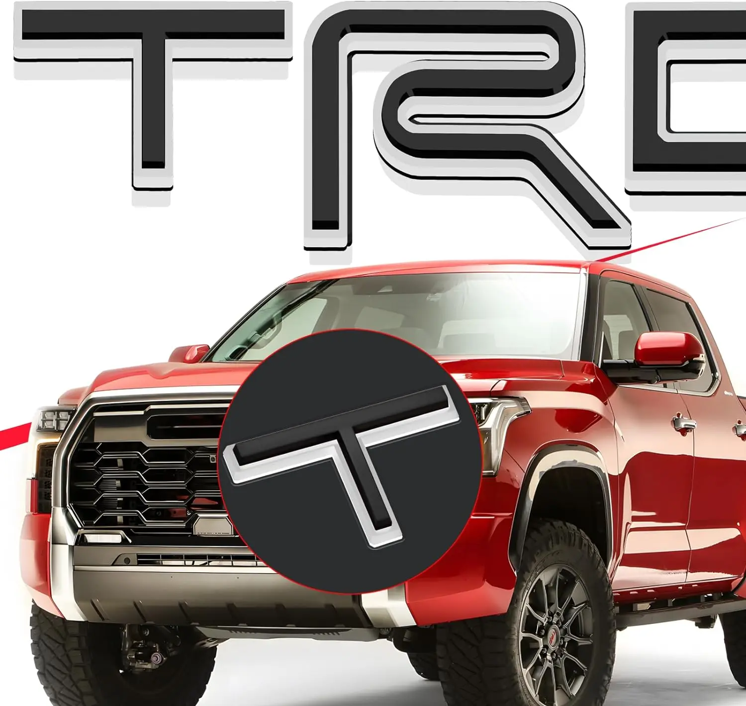 TRD Front Grille Letters, Truck Accessories for Toyota Tundra 2022-2025, ABS Plastic Self-Adhesive Inserts, Car Stickers, Vehicle Exterior Decoration (Not Decals)