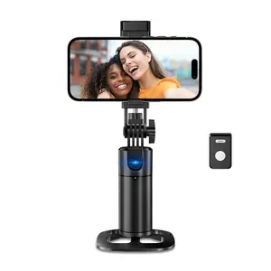 Automatic face-tracking tripod, rechargeable smart shooting phone holder, no app required, with remote control and gesture control, for selfies, live streaming, recording, Vlog