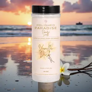 Vanilla Dusk Carpet & Upholstery Deodorizer – Soft Vanilla Cozy Home Freshener Powder 16 oz Polished Paradise Co