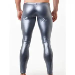 2025 Nightclub Men's Patent Leather Tight Trousers ?C Stretch Stage Performance. Shiny for Bar Party Nights