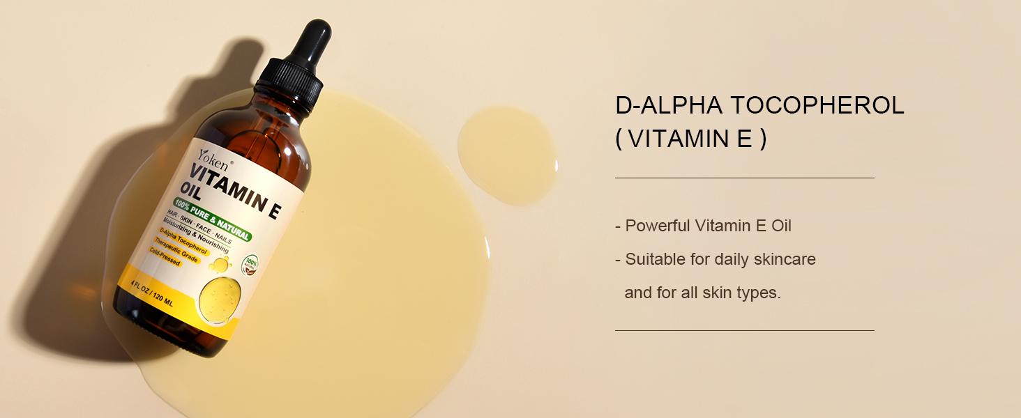 Yoken Vitamin E Oil Vitamin E oil for Skin Vitamine oils for Face Perfect Bath and Body Oil Cold Pressed Hexane Free Non-GMO Gluten Free Formula,Summervibes