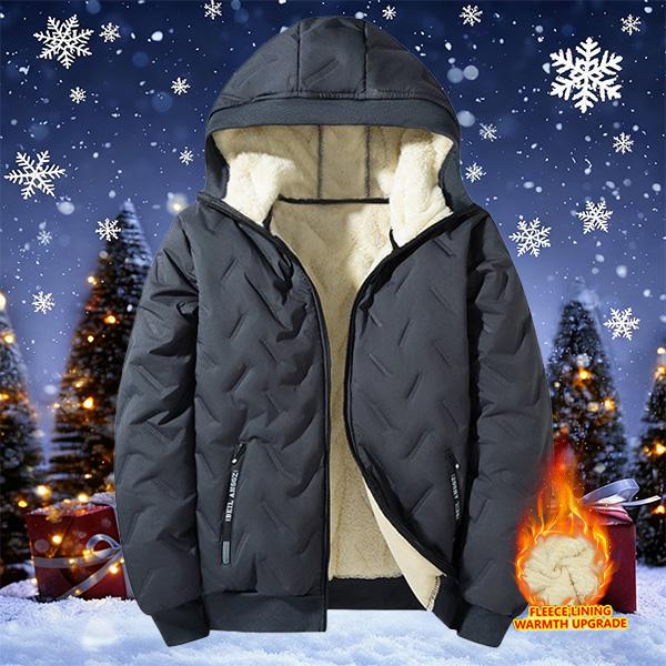 Men's winter full-zip warm fleece jacket with thick lining and hood, suitable for various occasions such as hiking, running, and daily commuting.Comfortable fabric is a must-have versatile piece in any man's wardrobe.
