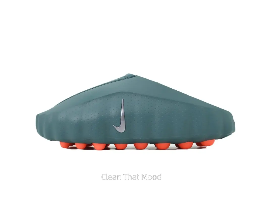 Retro Street Hip Hop Two-Tone Dark Teal & Orange EVA Closed Toe Clogs For Men, Contrast Bubble Sole Wavy Mule Slides, Silver Logo Daily Slip On Footwear, Couple Matching