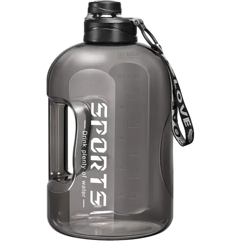 Unisex Adults 1 Gal (128 oz) BPA-Free Portable Plastic Sports Water Bottle - Wide-Mouth, Leak-Proof, Easy-Clean Hydration Bottle with Handle, Strap for Camping, Gym, Outdoor Adventurers
