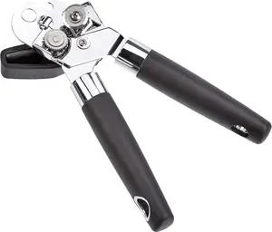 Multi-function Manual Can Opener and Bottle Opener with Soft Grip Dual Handle, 22 cm, Black