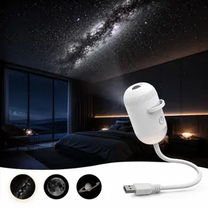 2-in-1 Galaxy Projector Night Light, USB Starry Sky Projector with Star Discs, Mini LED Projection Lamp for Bedroom Ceiling, Wall, Kids Room, Car & Room Decor