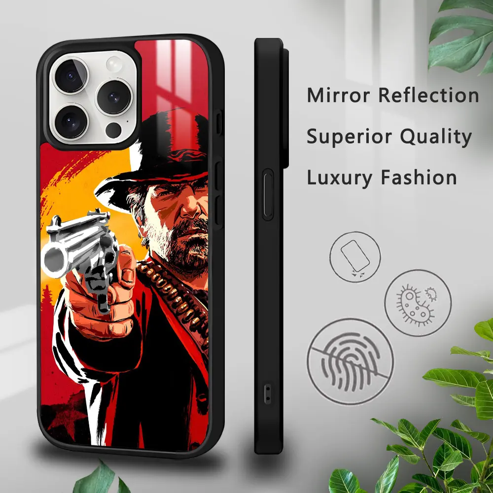 Red Dead R-Redemption RDR 2 Silicone Tempered Glass Phone Case For iPhone 17 16 15 14 13 12 11 Pro  Max Plus