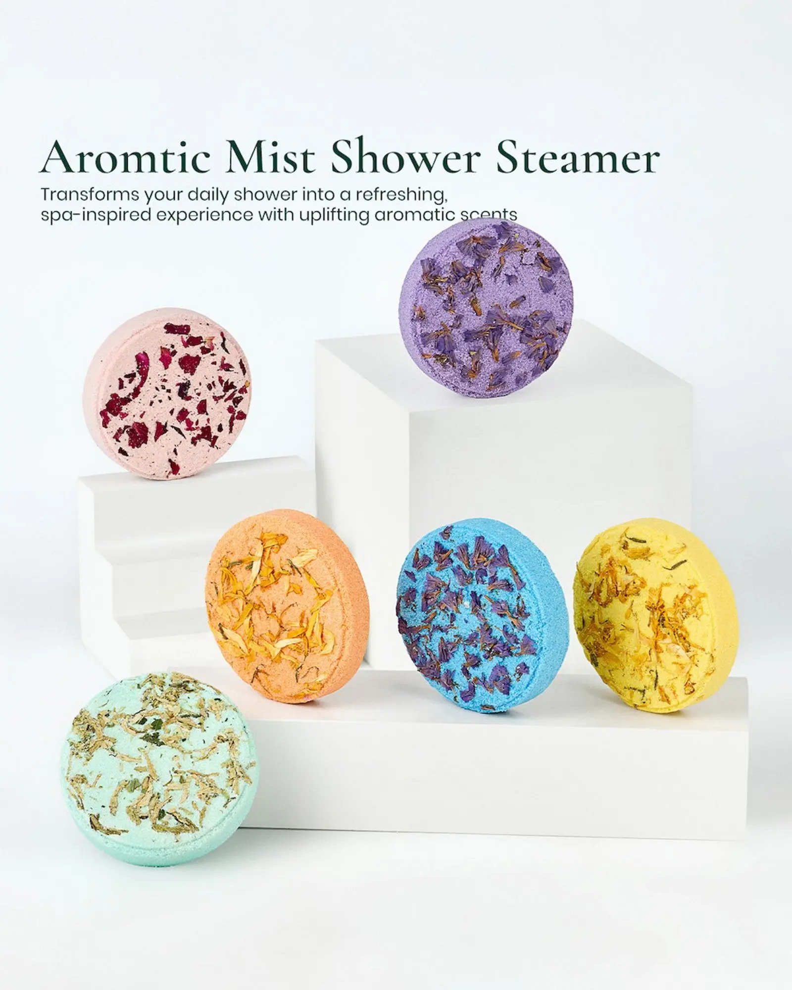 RUBY VIBE CO Shower Steamers 6 Pack Shower Steamer Gift Set, Shower Bombs & Shower Tablets with 6 Fragrances, Spa Day Essentials, Shower Steamers for Women