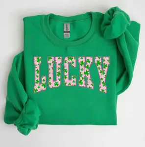 Lucky Clover Shamrock Sweatshirt/ T-shirt, Green St. Patrick’s Day Crewneck, Cute Irish Holiday Pullover, Cozy Festive Style Top