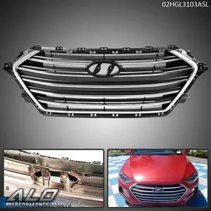 Fit For 2017 2018 Hyundai Elantra 4-Door Sedan Chrome & Black Front Bumper Grill