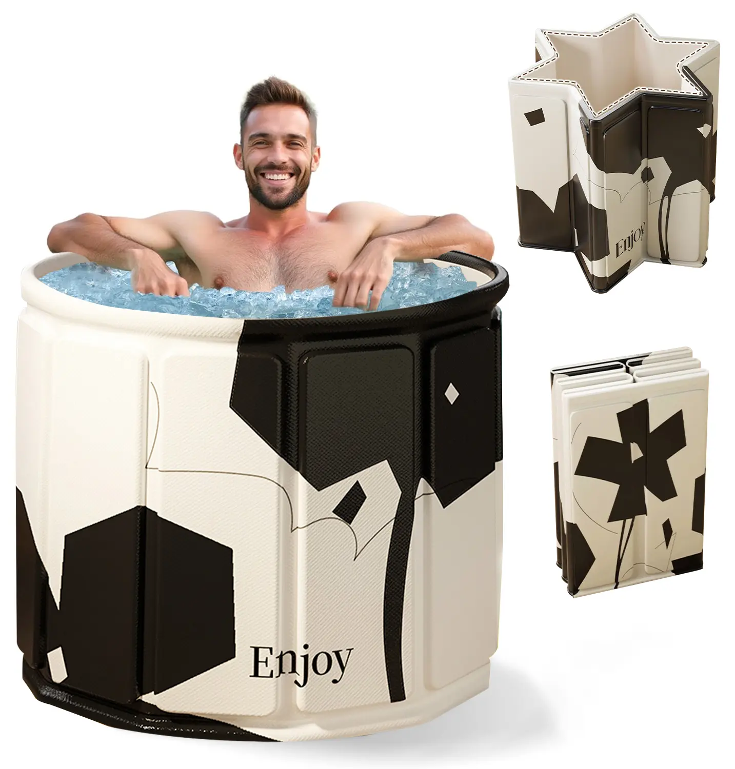 Foldable Portable Bathtub for Adults – 2-in-1 Hot & Cold Plunge, 105-Gal Large Capacity Collapsible Bathtub Adult, 6-layer Insulated Portable Soaking tub - Space-saving Design summerwins