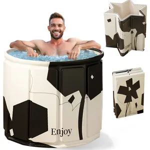Foldable Portable Bathtub for Adults – 2-in-1 Hot & Cold Plunge, 105-Gal Large Capacity Collapsible Bathtub Adult, 6-layer Insulated Portable Soaking tub - Space-saving Design