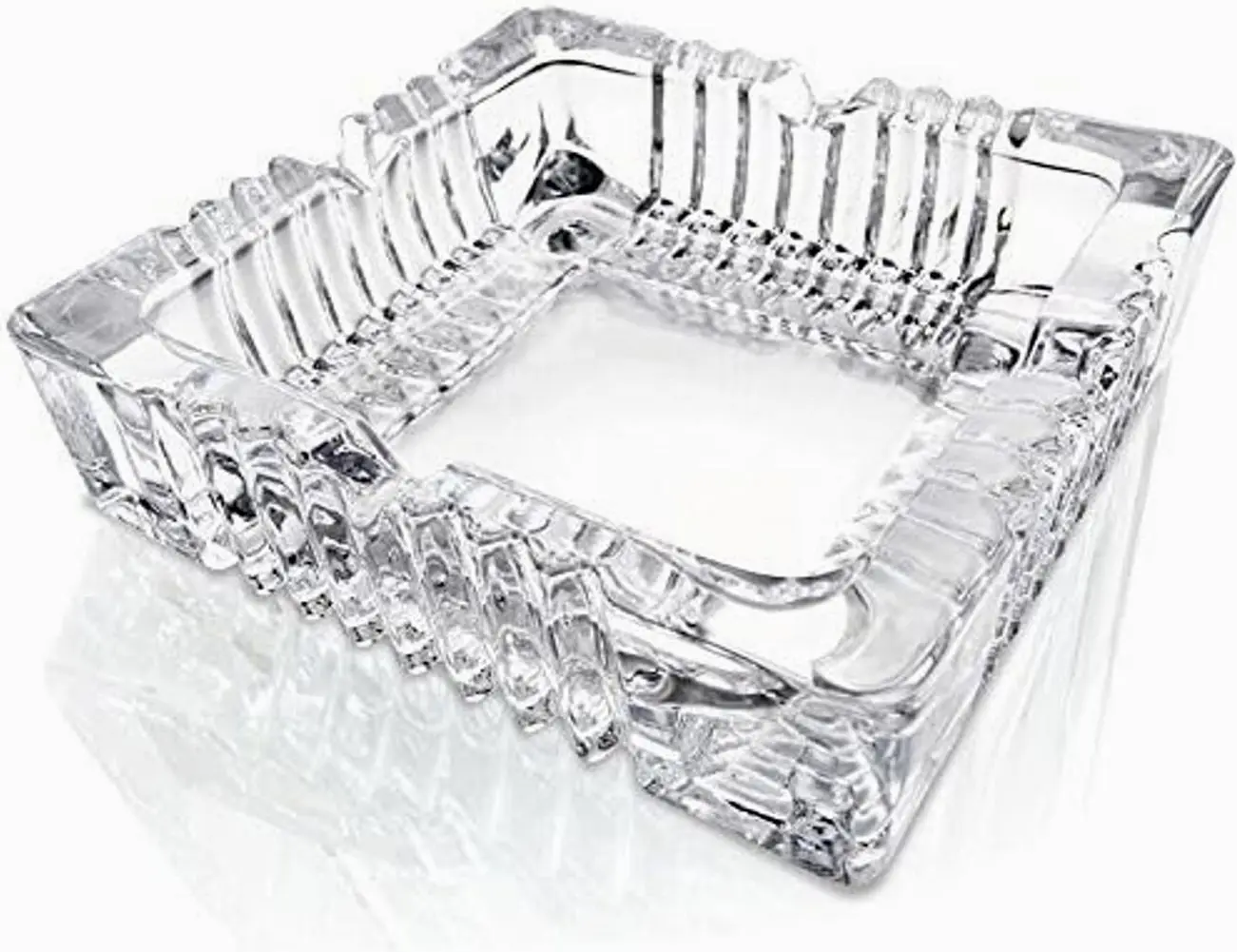 Crystal Heavy Glass Ashtray for Indoor and Outdoor Decorative (Square)