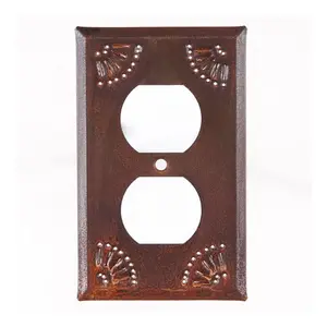 Single Outlet Cover with Chisel in Rustic Tin