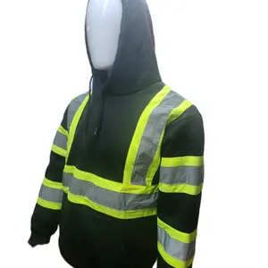 Hi Visibility Reflective Black Sweater with hoodie (TRUE TO SIZE)