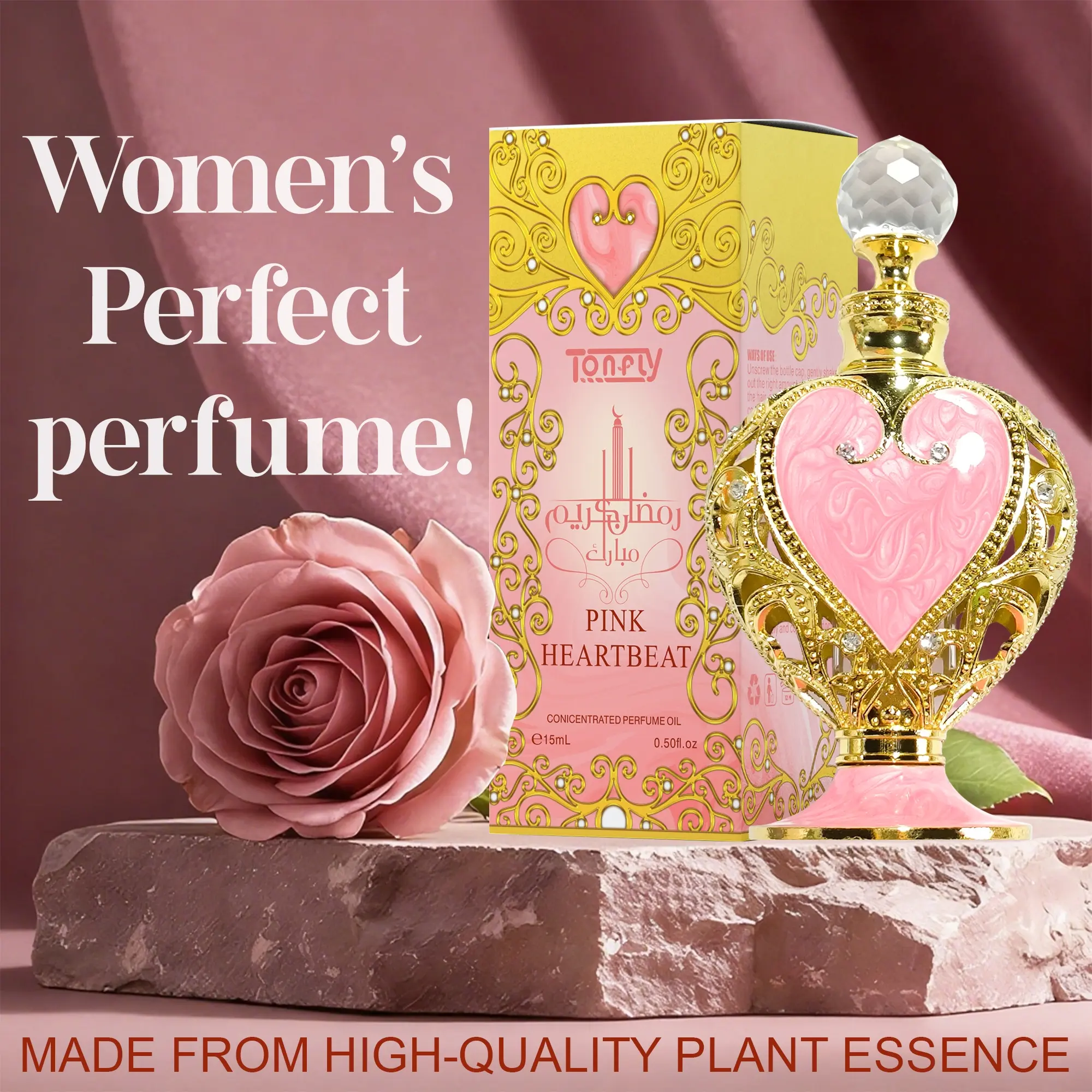 Tonfly New Women's Perfume Heart Hollow Out Concentrated Perfume Oil Dropper Stick Applicator 15ML, Floral Scents Perfume, Floral Perfumes, Romantic Perfume, Floral Rose Fragrance, Fragrance for Ladies