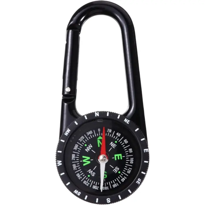 DC40T Rugged Metal Carabiner Compass — Compact Navigation Tool for Hiking & Wilderness Survival (Black / Durable / EDC / Camping / Orienteering)