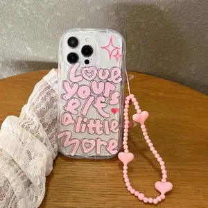 Fashion Letter Pattern Phone Case with Lanyard, Anti-drop Cellphone Protective Case, Shockproof Mobile Phone Cover for iPhone 11 12 13 14 15 16 Pro Max