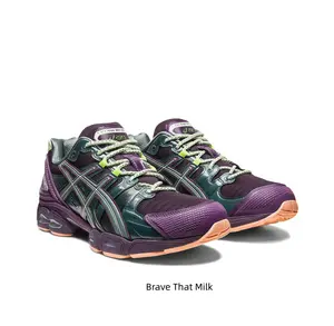 Purple & Green Retro Sneakers – Breathable, Cushioned & Perfect for Daily Wear or Street Style
