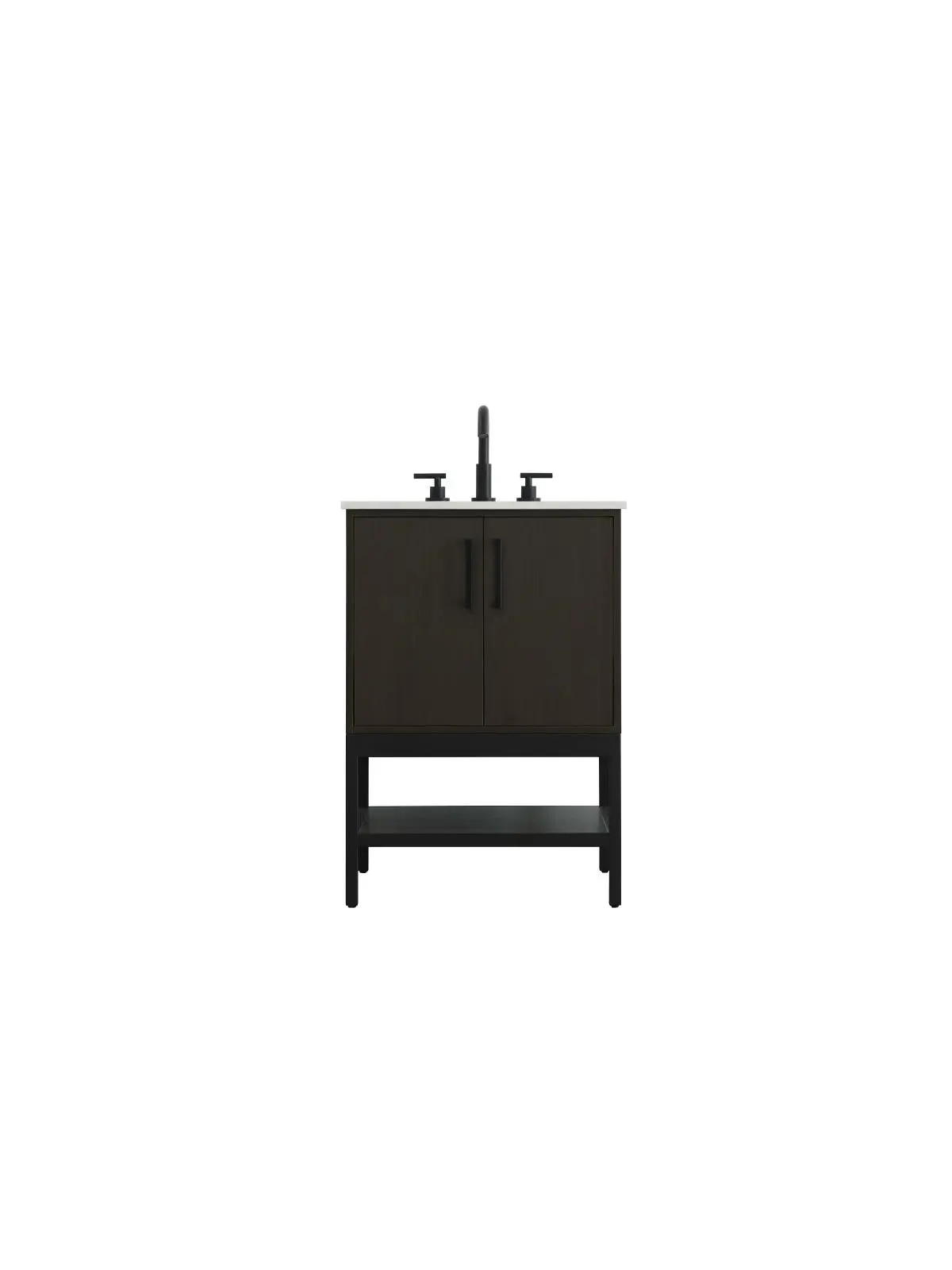 212 MAIN 24 in. Free-Standing Single Bathroom Vanity with Mocha Brown Wood Veneer, Metal Frame and Undermount Sink