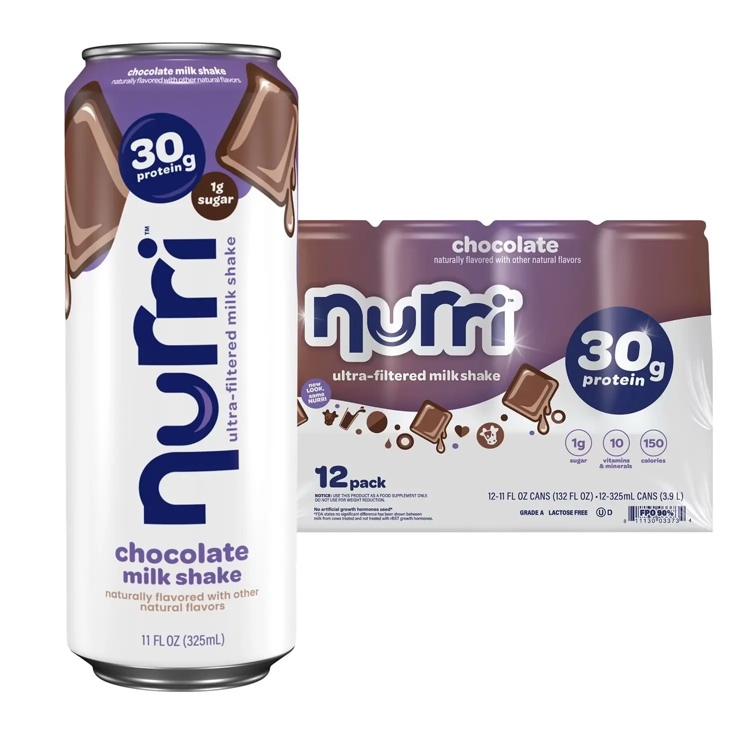NURRI Kosher Gluten-Free Low-Sugar Ready-to-Drink Milk-Based Chocolate High Protein Beverage - 30g Protein, 11 fl oz, 12 Bottles - Ready-to-Drink, Recovery, Stimulant-Free Fitness Supplements, Ready-To-Drink Protein Supplements, Recovery Protein Supplemen