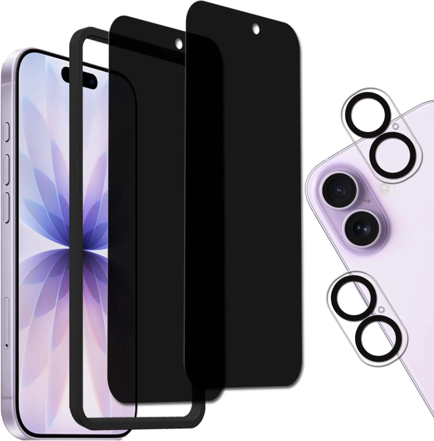 Privacy Screen Protector For iPhone 17 Anti Spy Private Tempered Glass Film 2 Pack Camera Lens Protector Film 2 Pack Cellphone Protection Smartphone Shockproof