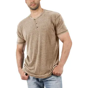 PASLTER  Men Short/Long Sleeve T-Shirt Casual Solid Color Button-up Henley Shirt V Neck Tee Tops M4B039 Menswear Streetwear