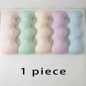 Silky Touch Aesthetic Ice Silk Wave Pillow, Cooling Macaron Color Long Leg Cushion for Deep Sleep, Breathable Side Sleeping Pillow for Modern Bedroom