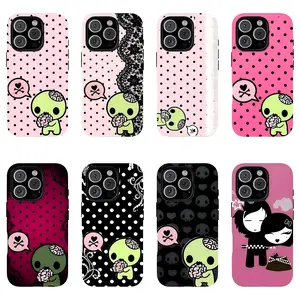 Y2k Kawaii EmO Z0mble Phone Case Phone Case l Pink Black Polka Dot Skull PatternProtective Cover For iPhone 11 12 13 14 15 16 17Pro Max For Samsung S26 S25 S24 S23 S22-Gift Ideas For HerHim