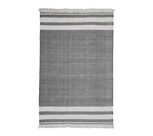 Ox Bay Farmhouse Striped Outdoor Area Rug, Charcoal, 8' x 10'