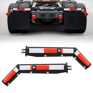 VEVOR Angled Spring Loaded Mud Flap Hangers, 1-1/8" Bolt Spacing Mudflap Hangers for Semi Trucks, 1 Pair Heavy Duty Semi Truck Mud Flap Hanger Set with Reflective Strips, Black,summervibes