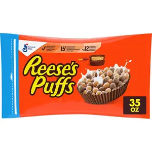 REESE'S PUFFS Chocolatey Peanut Butter Cereal, Kid Breakfast Cereal Bag, 35 oz