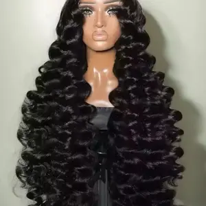 Glam Lux Jet Black Deep Wave Lace Front Wig 13x6 HD Transparent Lace with Adjustable Cap for Secure Fit and Realistic Movement