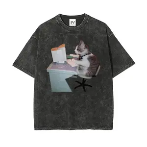 Computer Engineer Cat Interesting Careers Design Fun Profession S~5XL Oversize Unisex Washed T-Shirt for Women and Men's Unisex Fit Batik Cotton Oversize Streetwear Menswear  Super Soft Pre-Shrunk