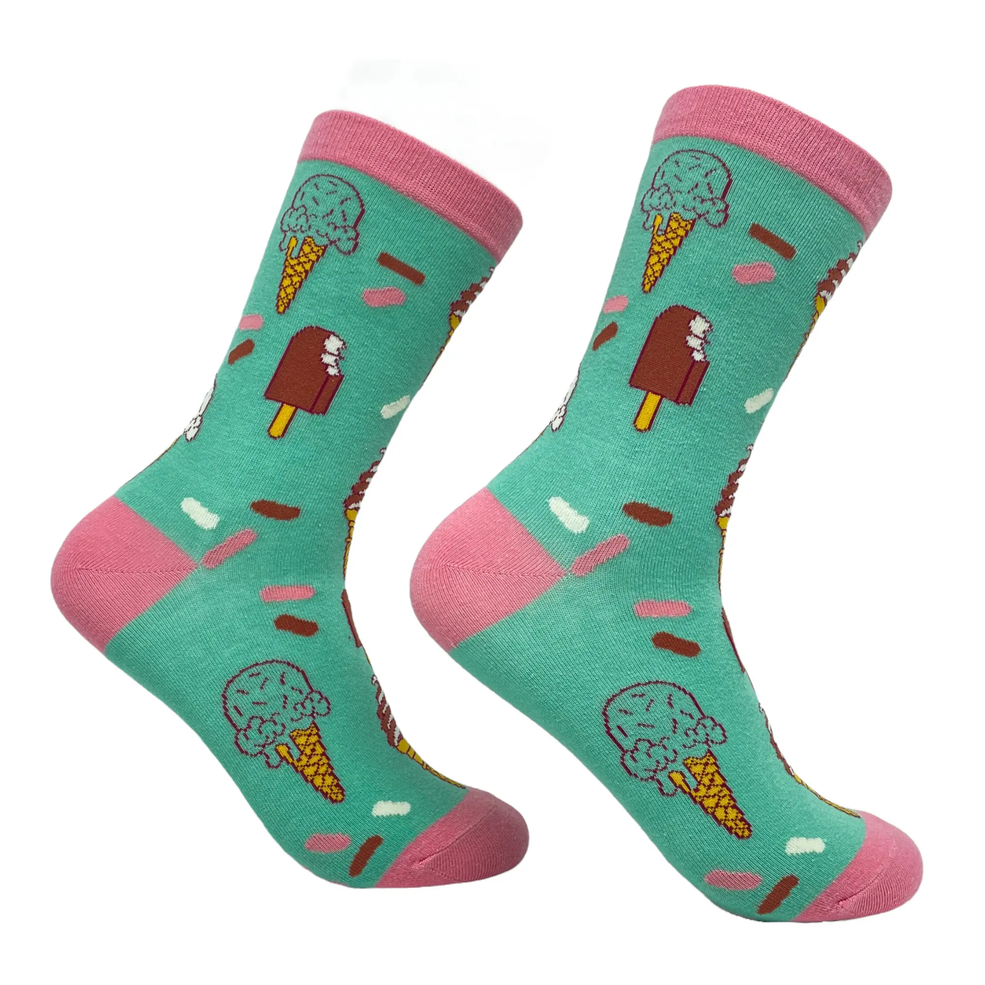 Women's Ice Cream Socks Funny Frozen Treat Dessert Vanilla Chocolate Cone Graphic Novelty Footwear Funny Graphic Socks Comfortable Fitted Spandex Cotton
