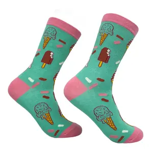 Women's Ice Cream Socks Funny Frozen Treat Dessert Vanilla Chocolate Cone Graphic Novelty Footwear Funny Graphic Socks Comfortable Fitted Spandex Cotton