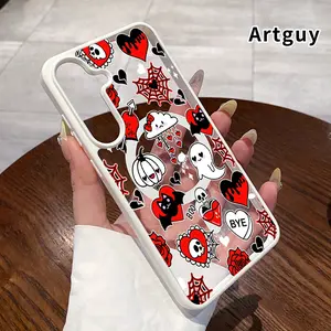 Magnetic Phone Case Supports Wireless Charging Compatible with Samsung Galaxy S23 Ultra S24 Plus FE S25 S22+ Ghost Party Pattern Non-Yellowing Shockproof Soft Silicone Transparent Acrylic Cover