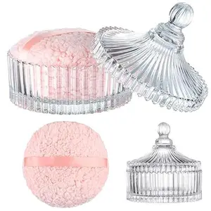 Extra Large Body Powder Puff and Container, 6 Inch Oversize Dust Powder Puff for Baby Women Dusting Powder