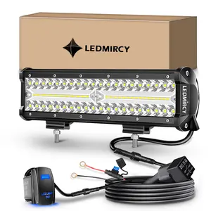 LEDMIRCY 12” White LED Light Bar Offroad Driving Light, IP68 Waterproof Spot Flood Combo, Durable Aluminum Work Light for Truck, ATV, UTV, SUV, Boat, Motorcycle