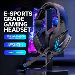 Stereo gaming headphones for PS4, PC, Xbox One, PS5 game console, PC and laptop, headphones with microphone, LED lights, 7.1 surround stereo, wired headphones, RGB lighting, USB-A, high-resolution studio monitoring/mixing/DJ stereo headphones