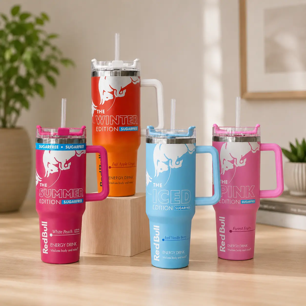 Colorful Sugar-Free Beverage Inspired Tumbler Collection, Bold Travel Cups and Reusable Bottles for Everyday Drinks