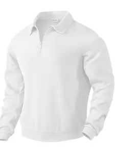 Men's solid color jacquard long sleeve Knit sweatshirt, regular version of the leisure long sleeve zipper front sweater, suitable for autumn and winter,'s sweatshirt stand collar shirt, men's clothing, men's wear, Menswear, Fitted fit style.